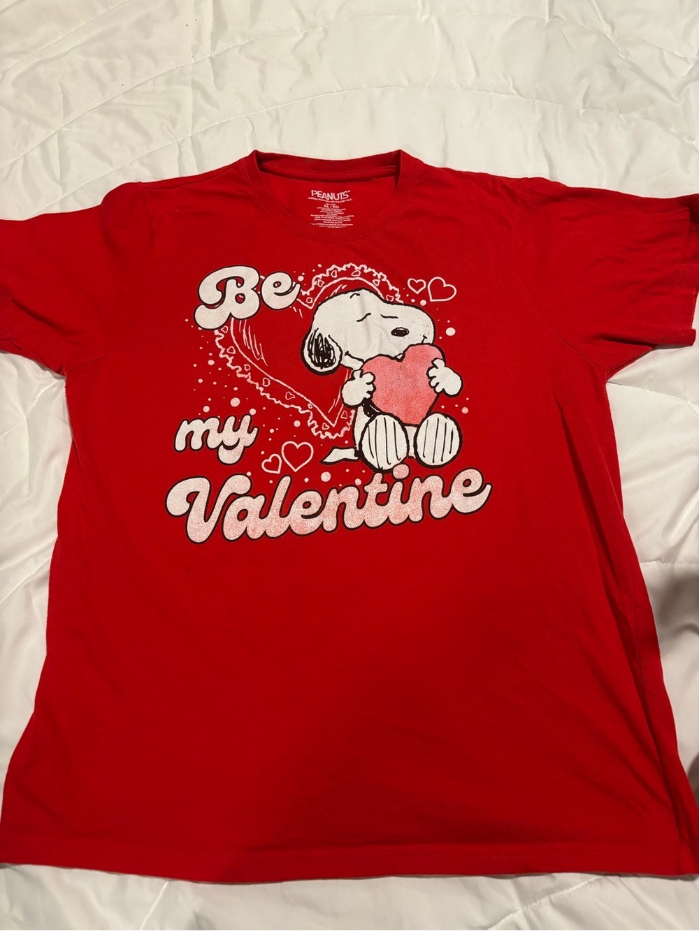 Peanuts Red "Be My Valentine" Snoopy Short Sleeve Tee XL
